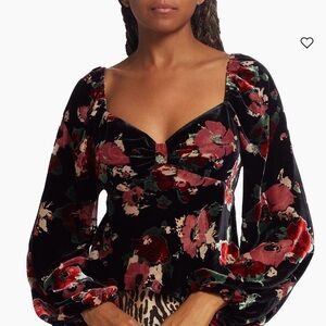 NWT Rixo Bridgette Blouse in Floral Velvet size Large